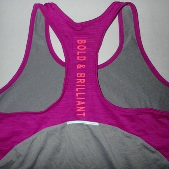 Athleta Girl BOLD Racerback Tank Top Shirt gray Purple Size 14 Casual Workout - Picture 5 of 5